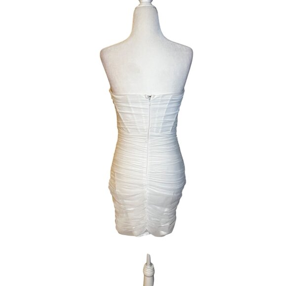 superdown Sonya Bustier Mesh Dress in White Small Womens Strapless Corset - Picture 8 of 9